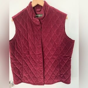Eddie Bauer burgundy, quilted corduroy vest